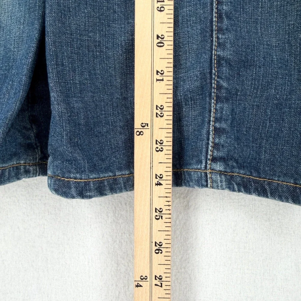 LEVIS Vintage Y2K Denim Skirt Women 28 Blue Pleated Midi Distressed USA Made - Picture 13 of 14